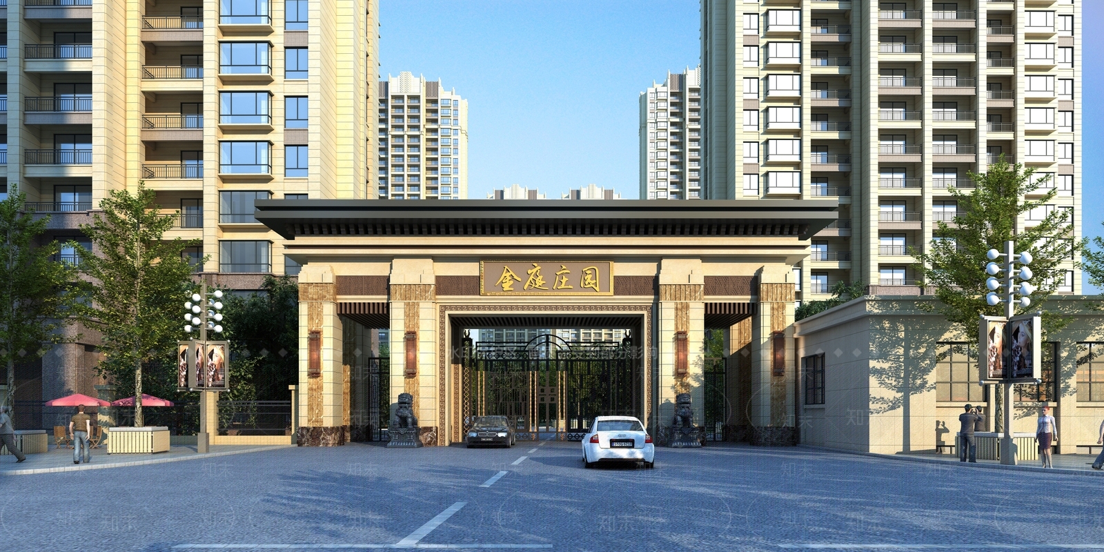 新中式小区入口大门3D模型下载【ID:1115277231】