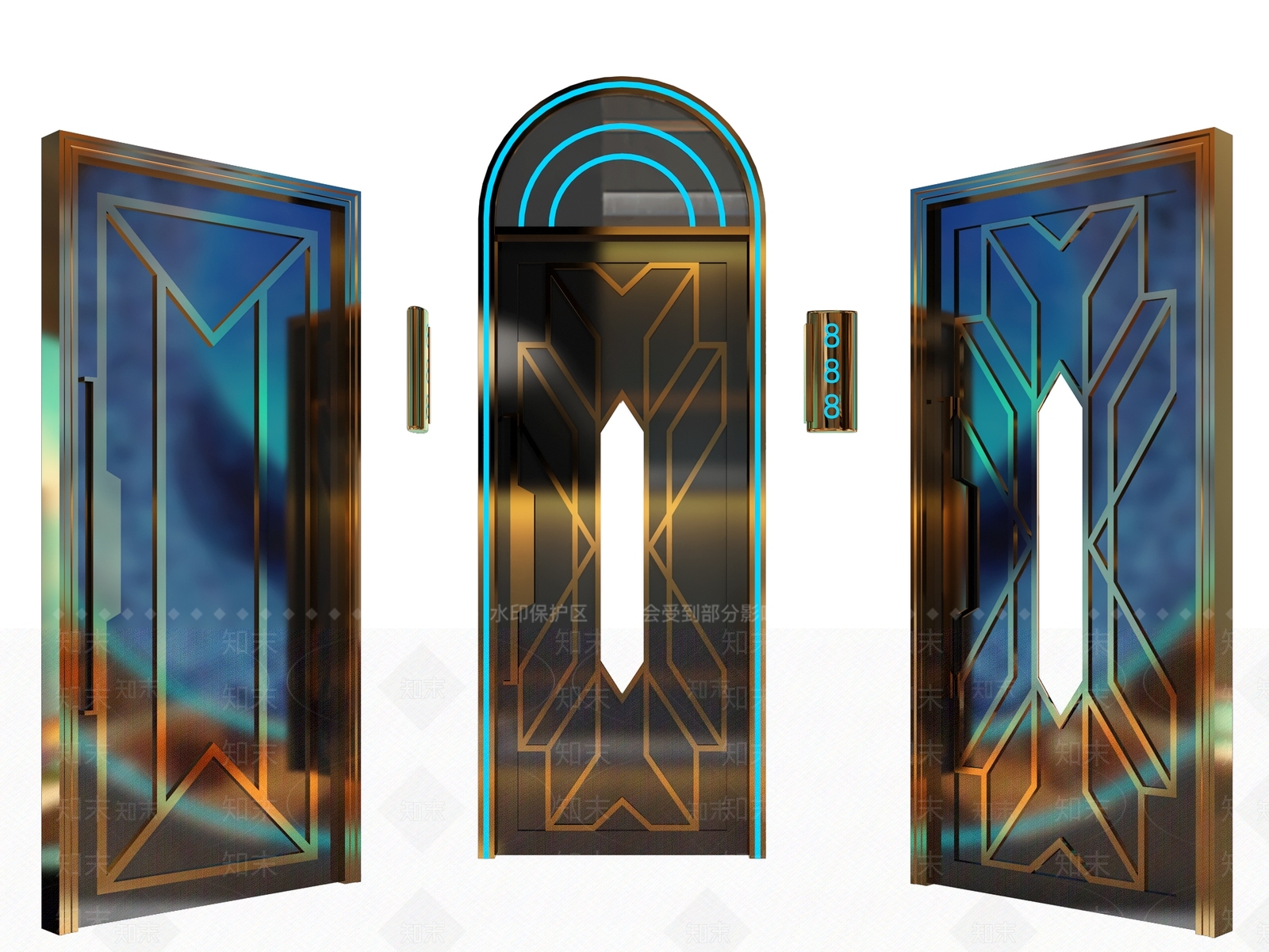 现代KTV包间门3D模型下载【ID:1115306490】