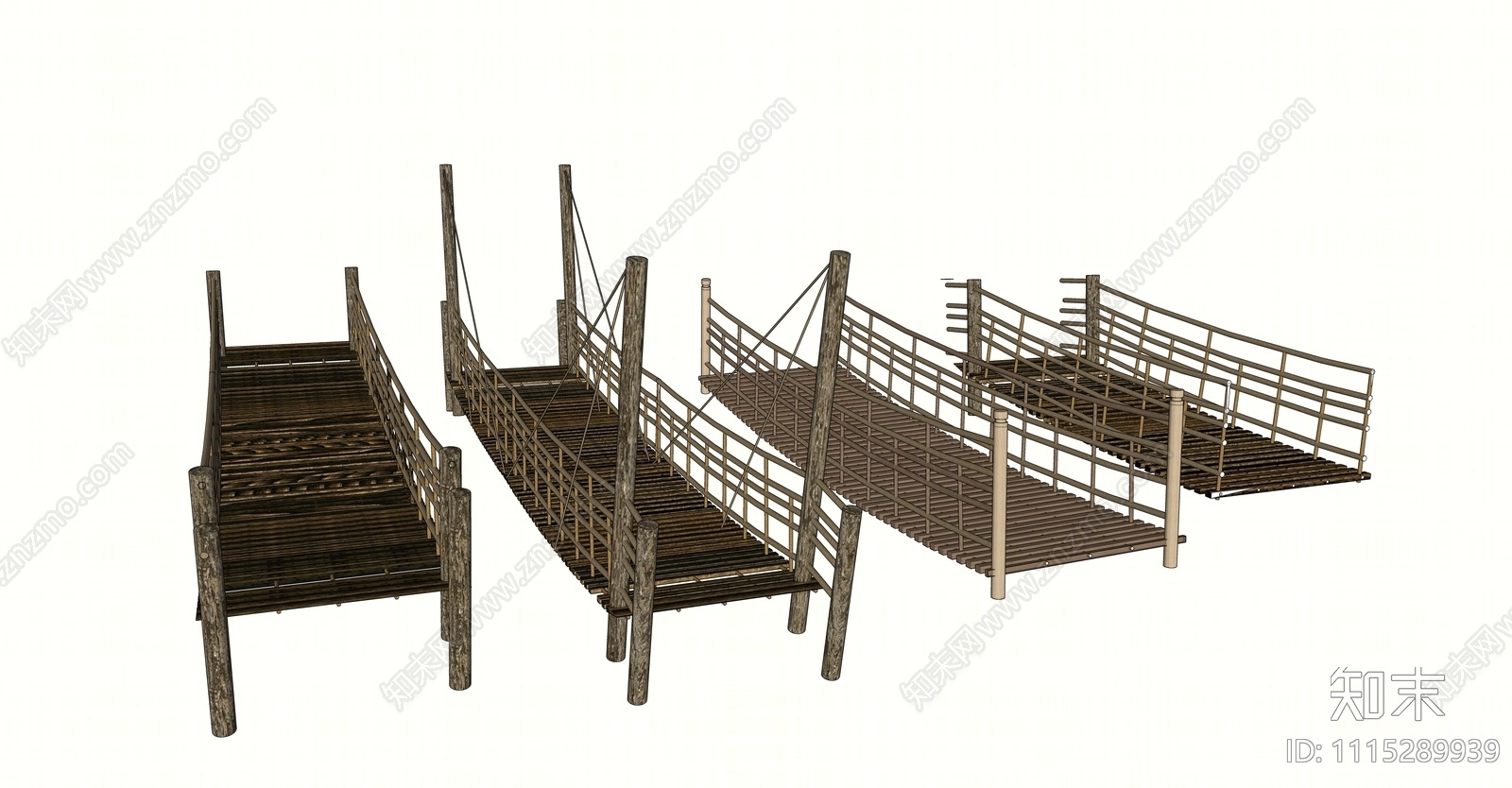 现代景观吊桥SU模型下载【ID:1115289939】