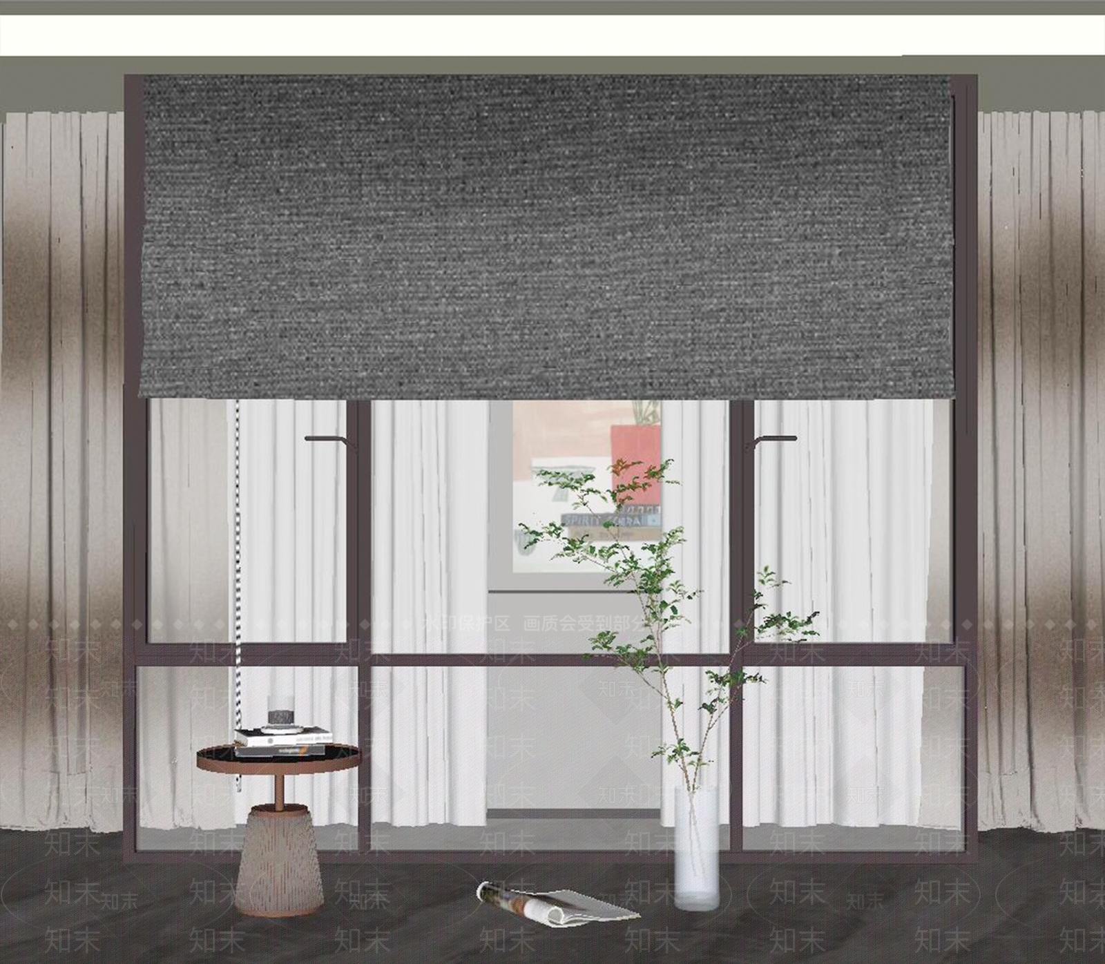 现代金属玻璃落地窗SU模型下载【ID:1115290395】