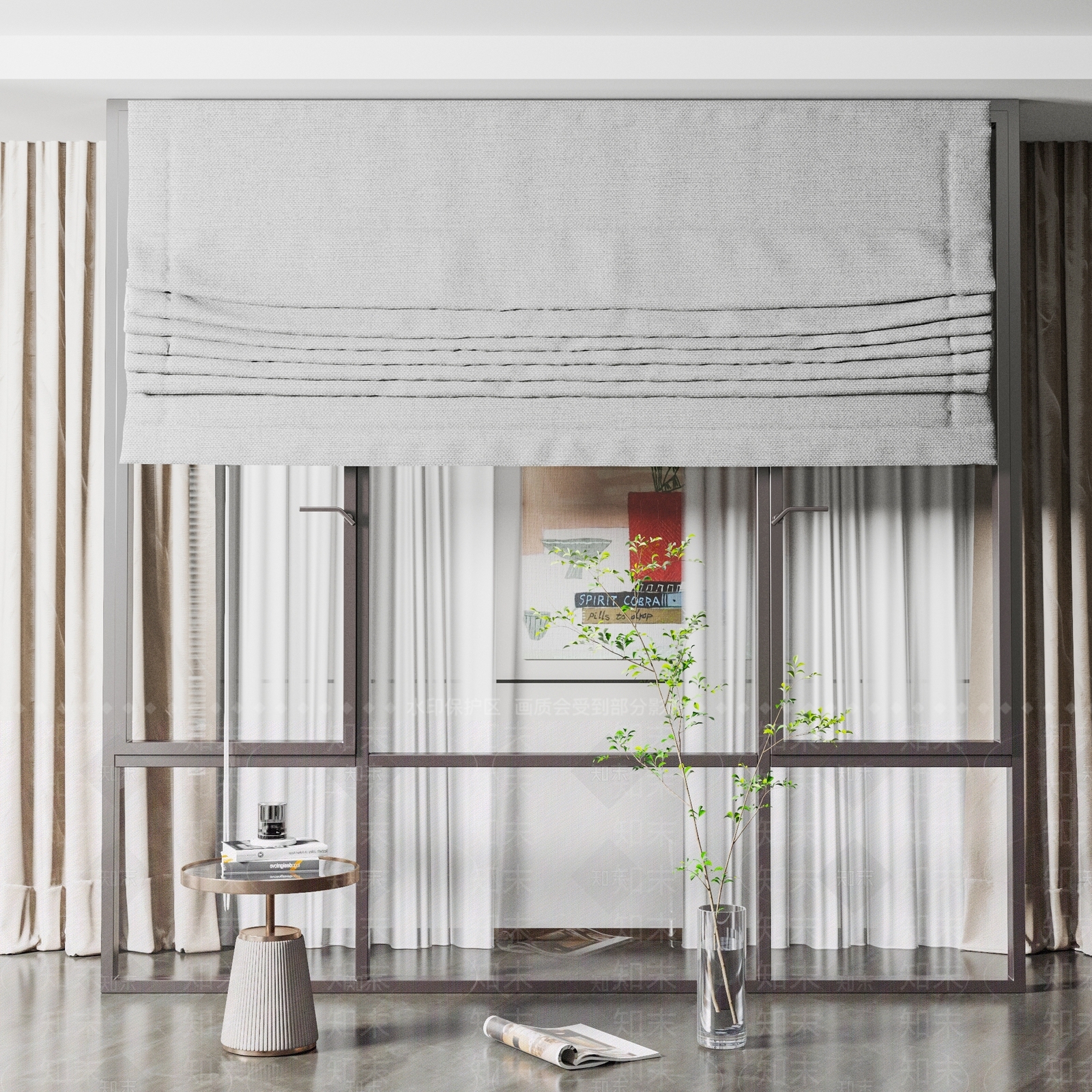 现代金属玻璃落地窗SU模型下载【ID:1115290395】