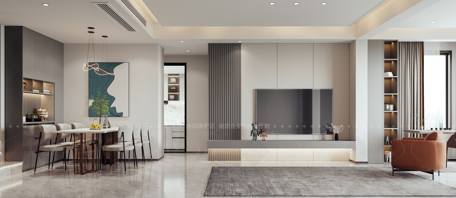 现代客餐厅3D模型下载【ID:1115292787】_知末3d模型网