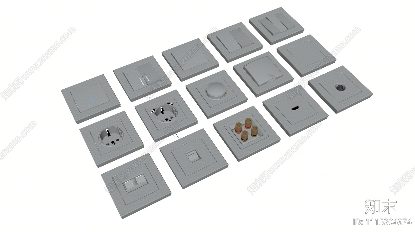 现代开关插座组合SU模型下载【ID:1115304974】