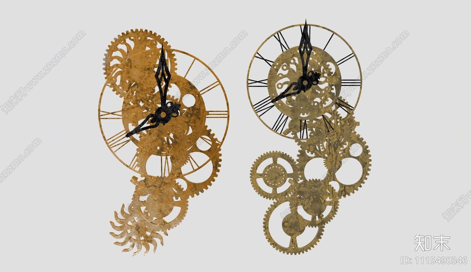 工业风复古机械钟表SU模型下载【ID:1115490346】