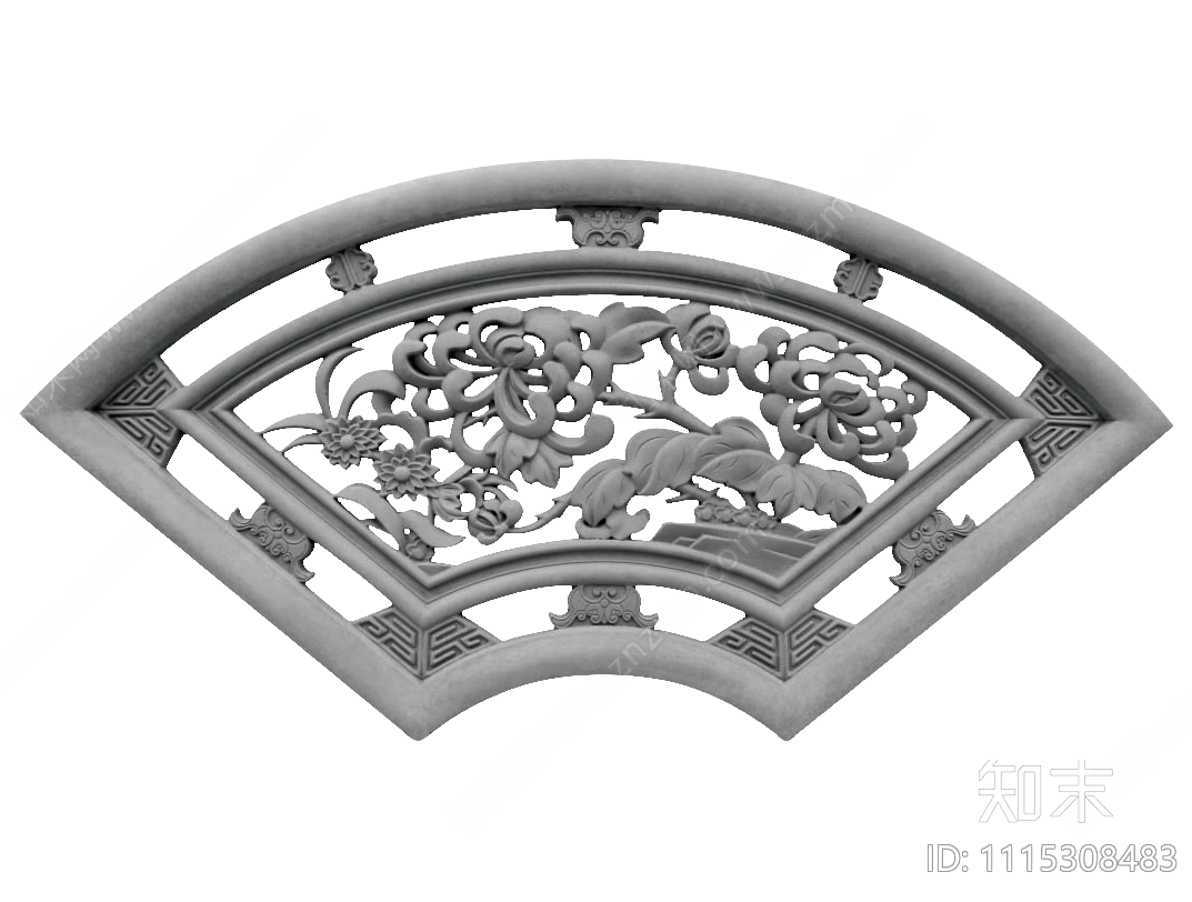 中式窗花石雕贴图下载【ID:1115308483】
