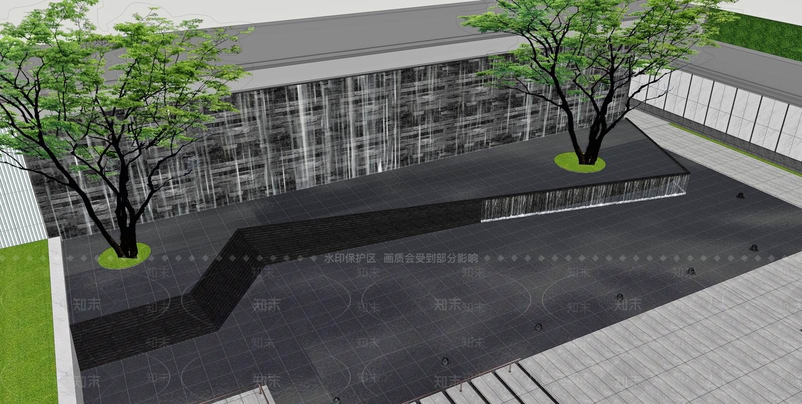 现代折形水景SU模型下载【ID:1115315511】