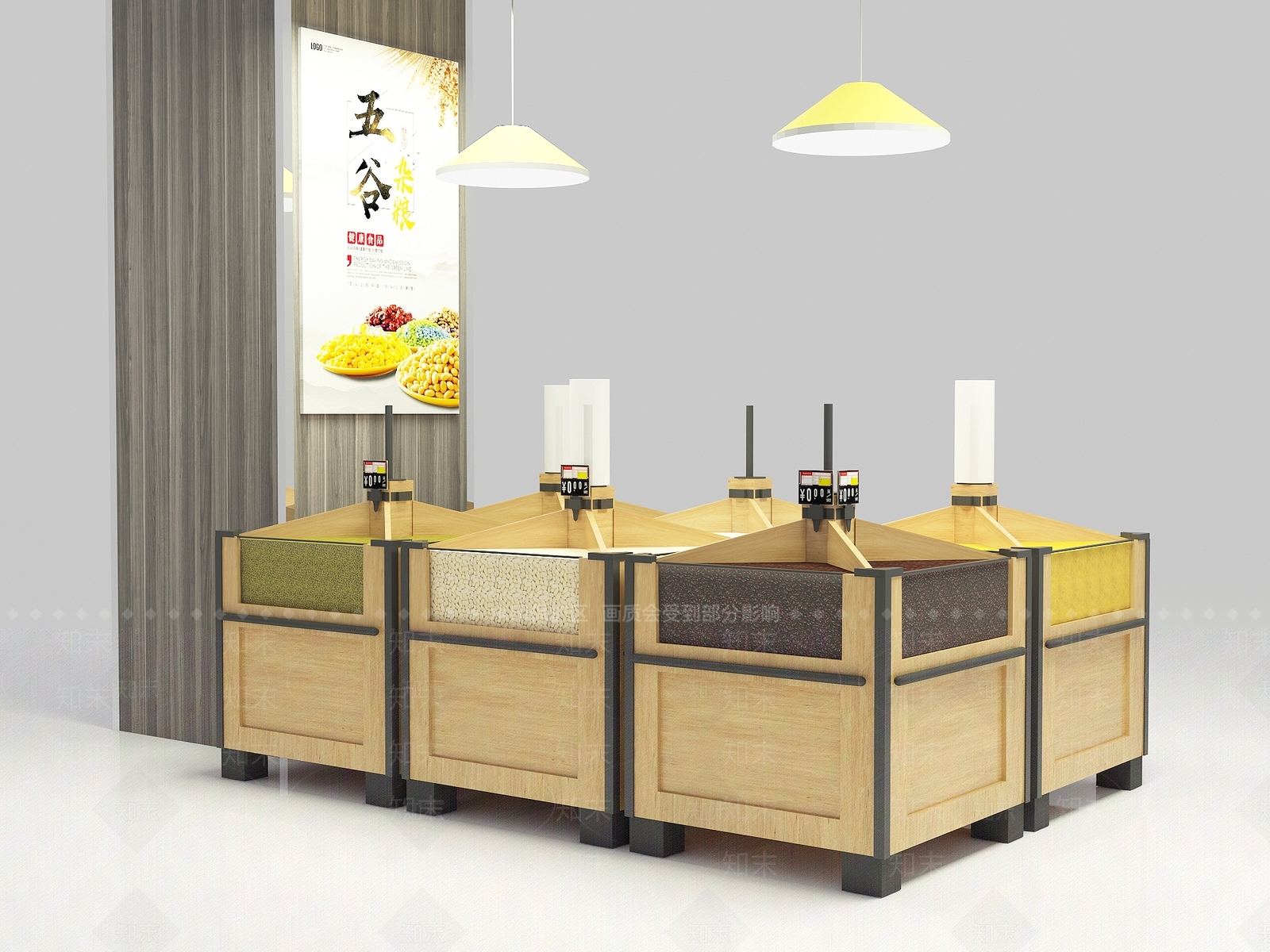 现代超市便利店杂粮货架促销堆SU模型下载【ID:1115316238】