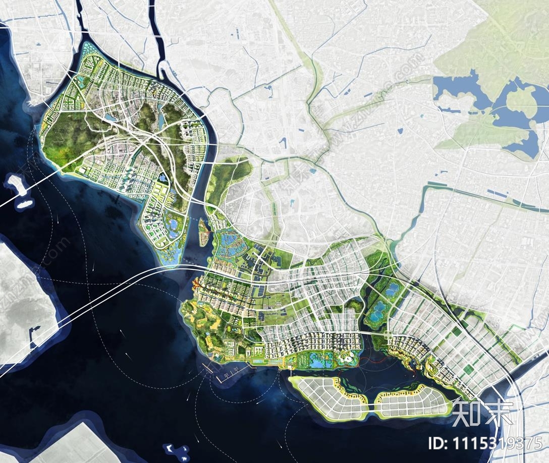 湾区景观长廊CAD总平面图施工图下载【ID:1115319375】