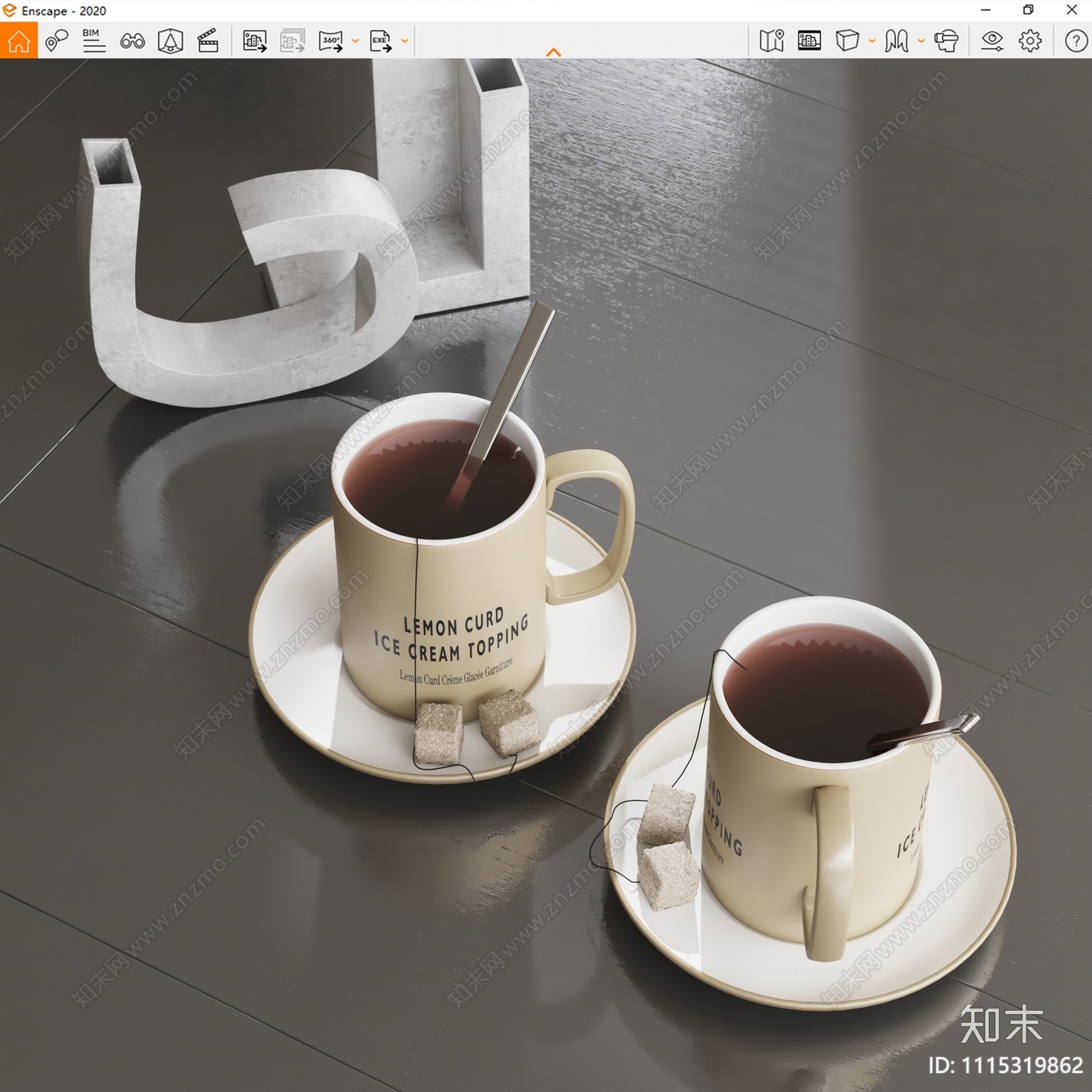 现代咖啡茶杯摆件SU模型下载【ID:1115319862】