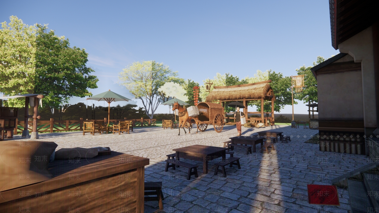 中式休息驿站SU模型下载【ID:1115320523】