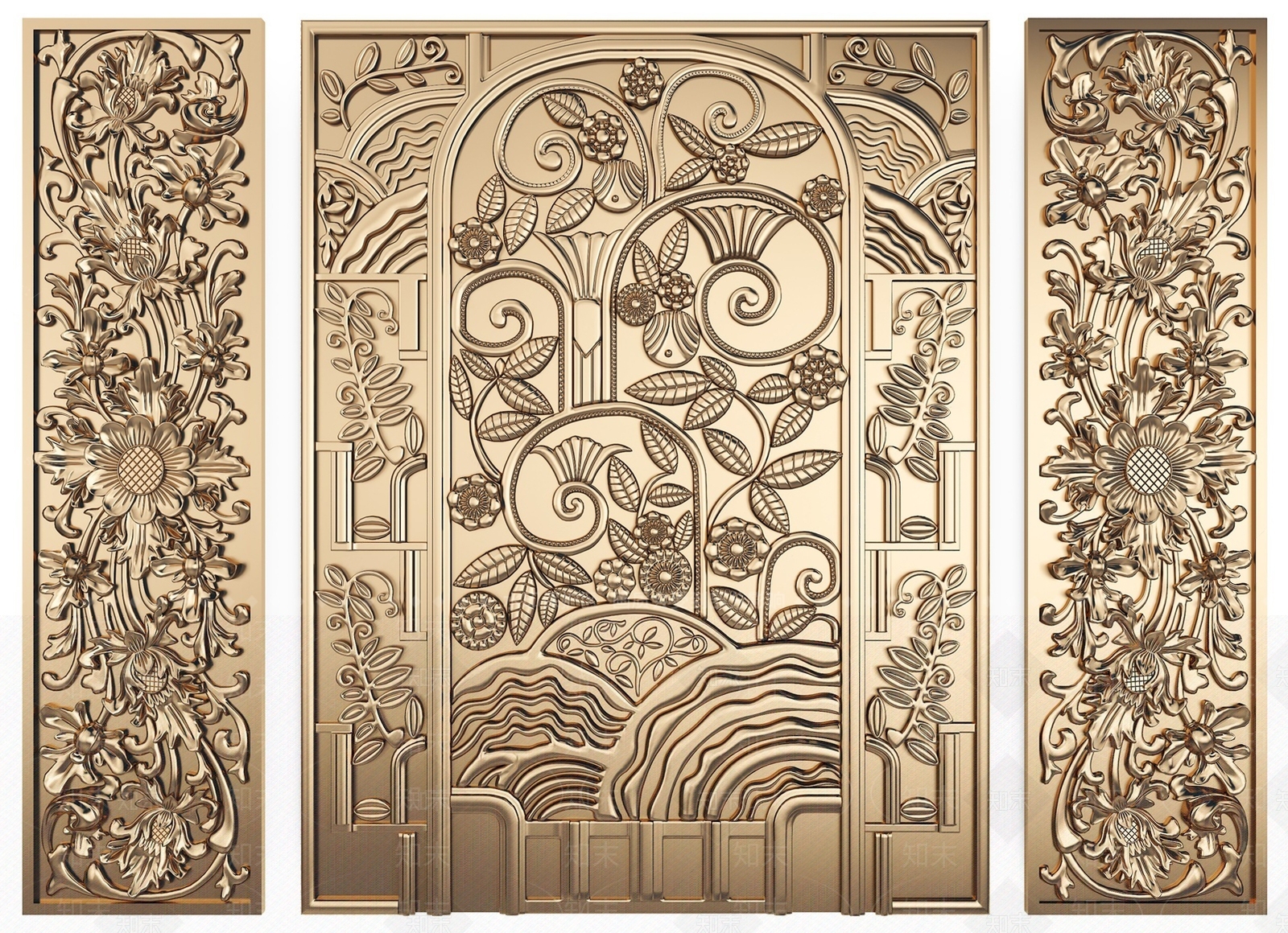 简欧浮雕屏风SU模型下载【ID:1115321526】