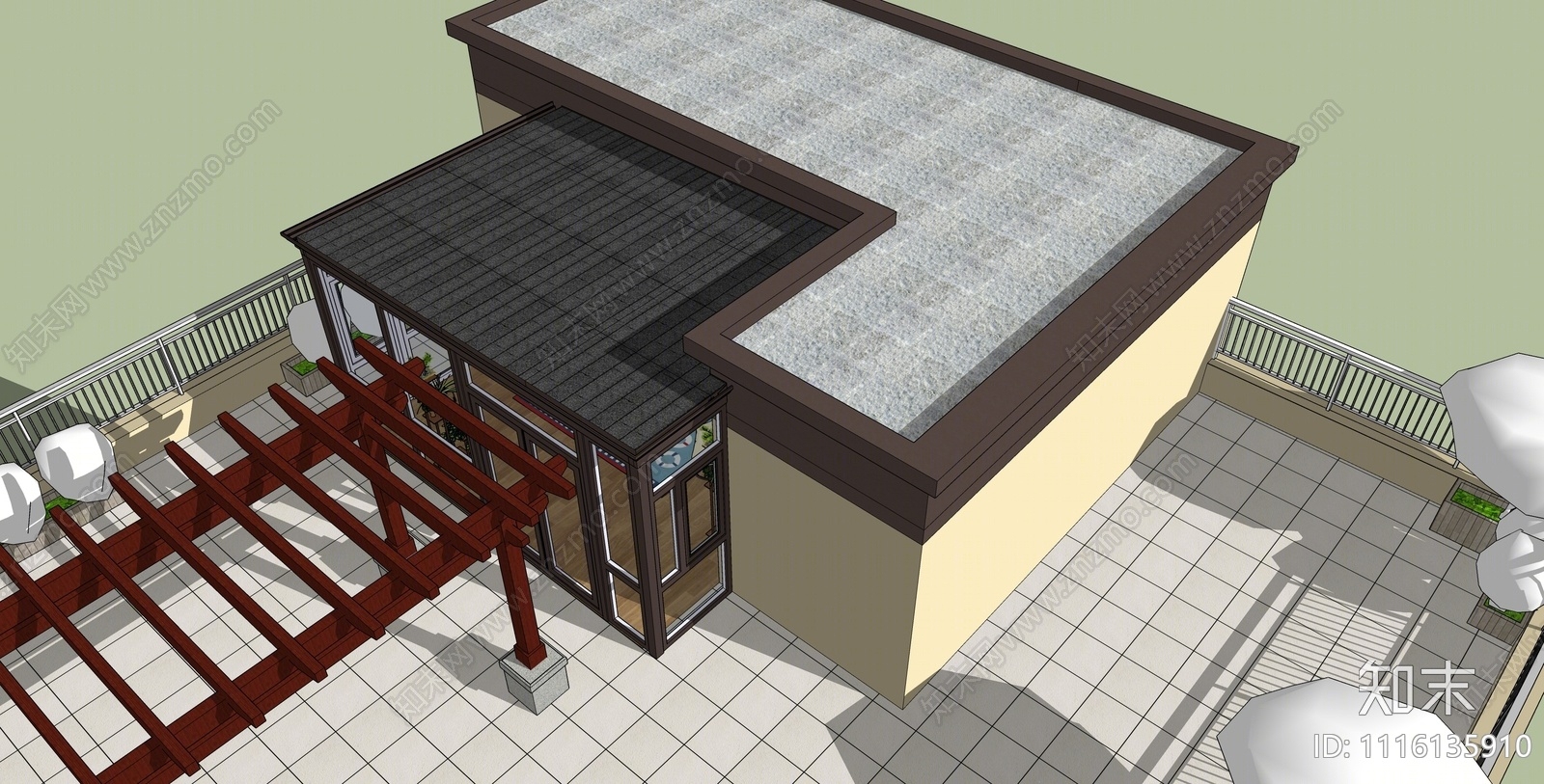 现代阳光房SU模型下载【ID:1116135910】