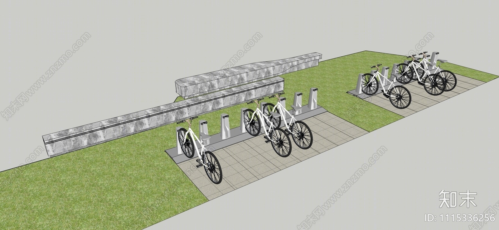 现代自行车停车位SU模型下载【ID:1115336256】