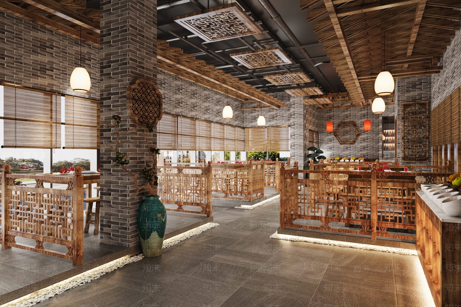 中式火锅店3D模型下载【ID:1115340660】