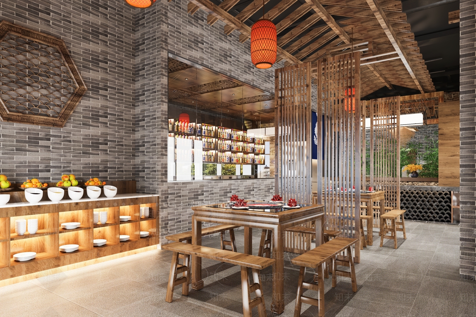 中式火锅店3D模型下载【ID:1115340660】