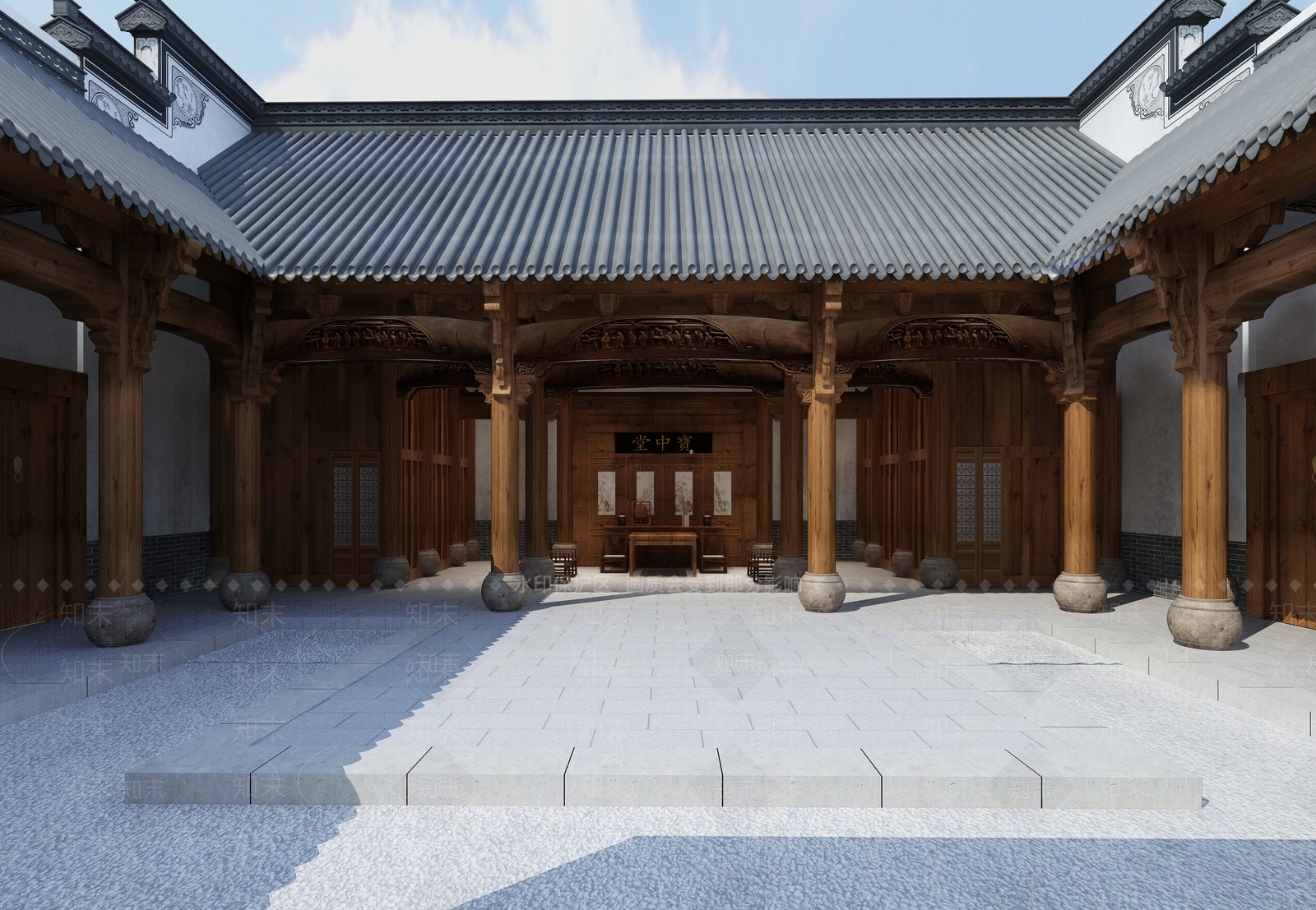 中式祠堂3D模型下载【ID:1115349120】