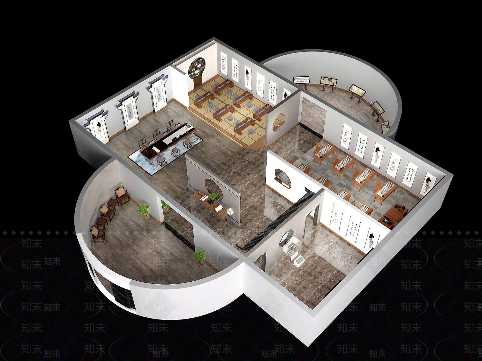 新中式茶馆3D模型下载【ID:1221633710】