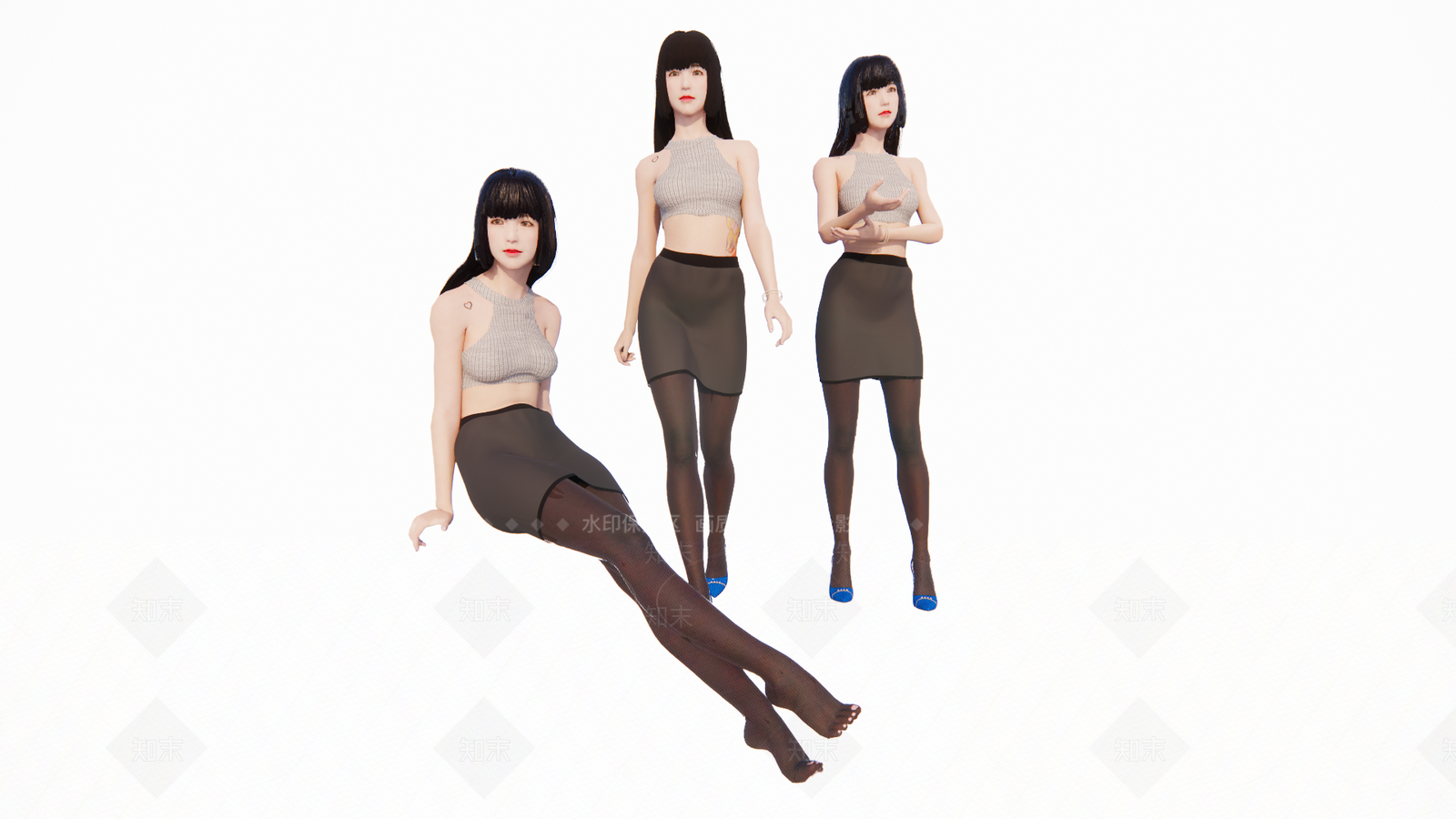 现代人物女模特SU模型下载【ID:1115353825】
