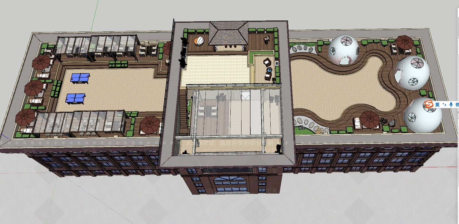 现代屋顶花园SU模型下载【ID:1115354178】