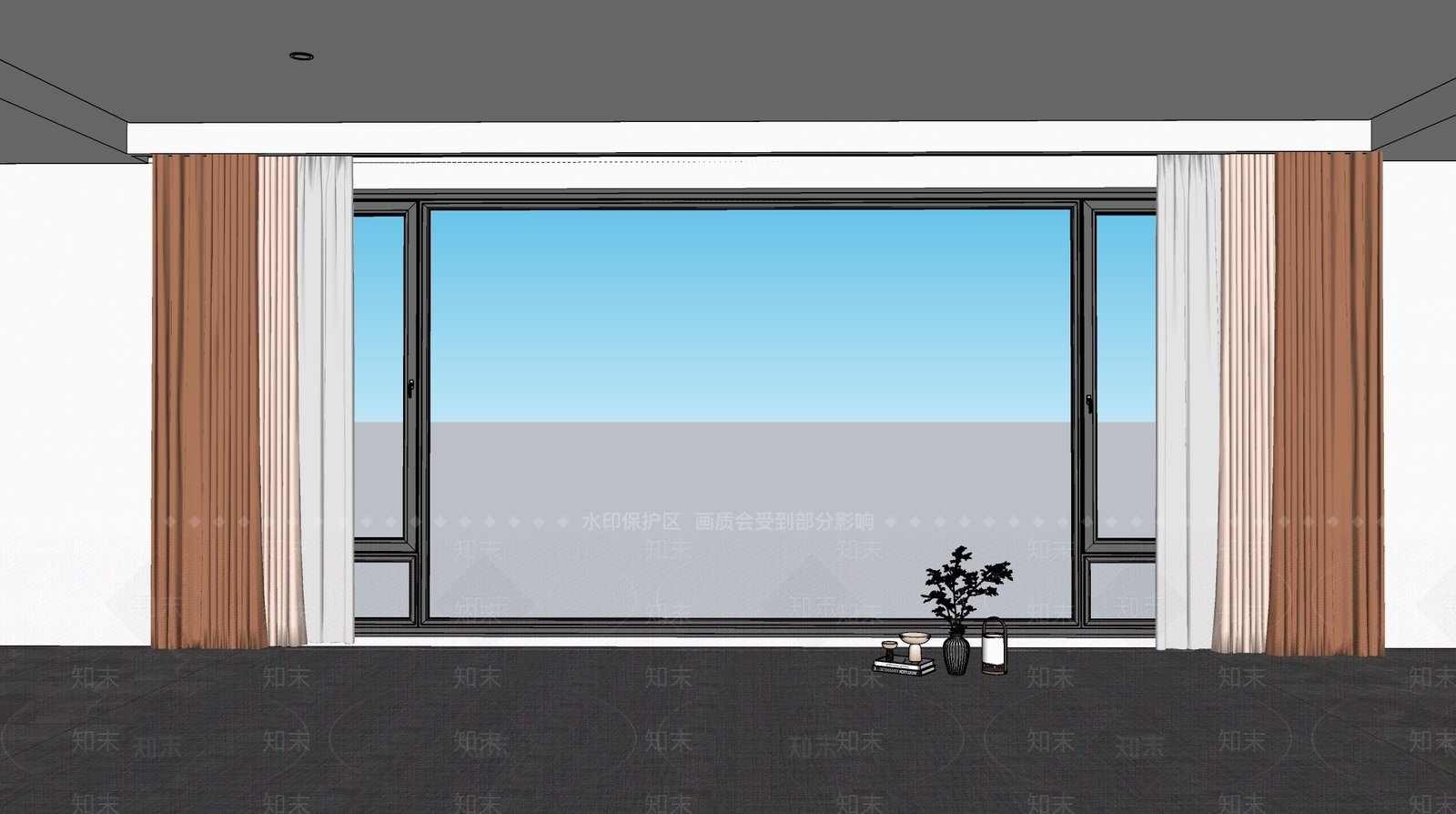 现代风格落地窗SU模型下载【ID:1115354623】
