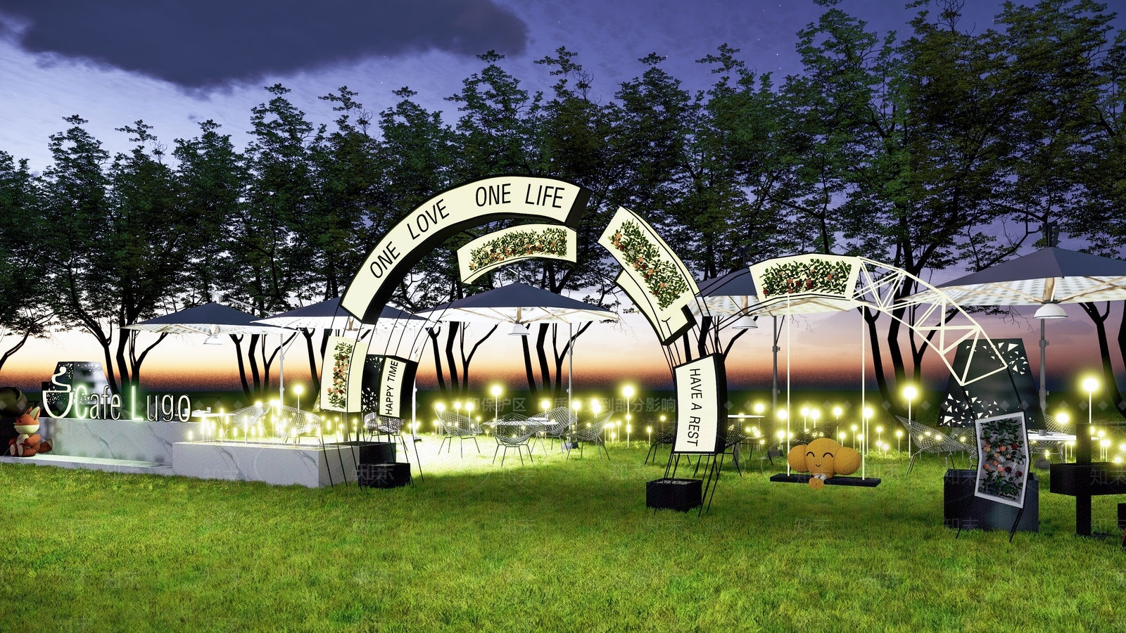 现代商业街外摆SU模型下载【ID:1115360591】