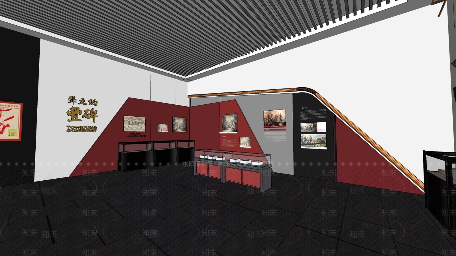 现代党建展厅SU模型下载【ID:1115361606】