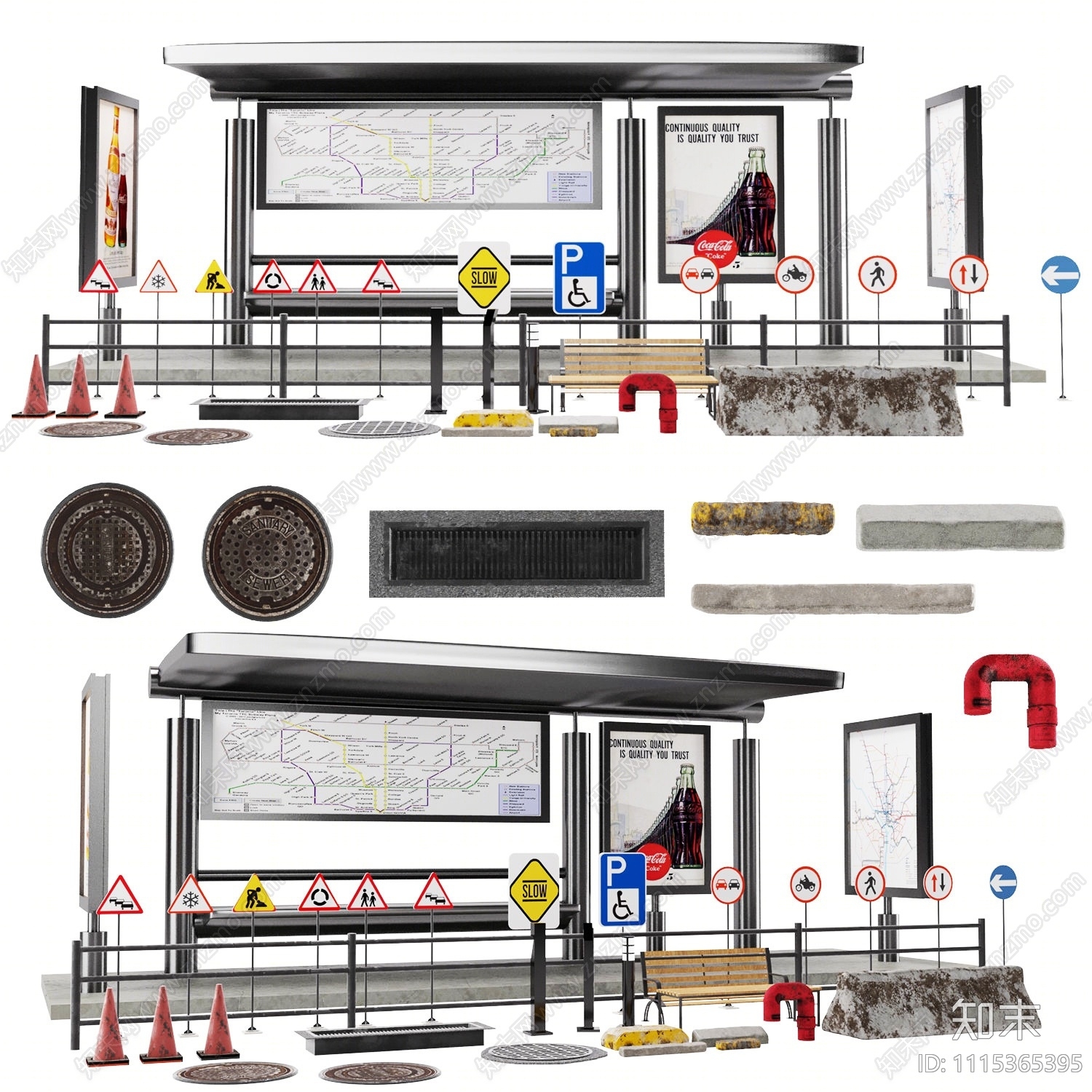 现代公交站台外观3D模型下载【ID:1115365395】