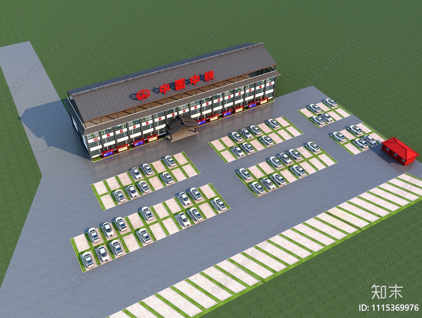 现代户外停车场3D模型下载【ID:1115369976】