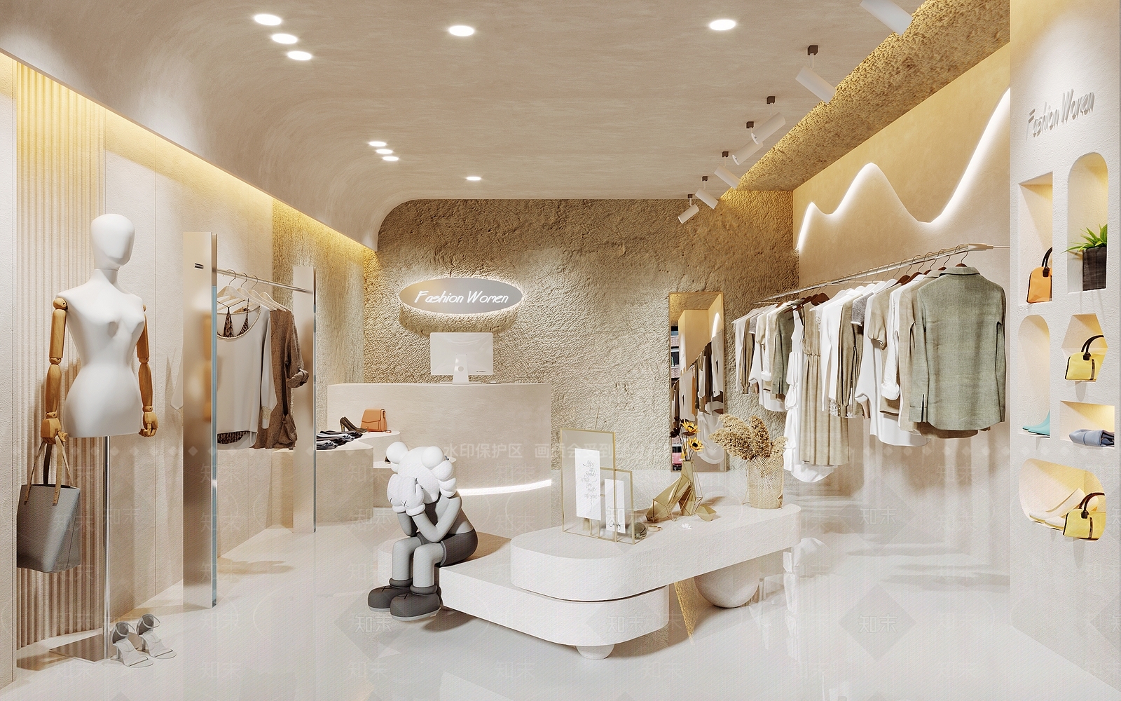 侘寂风服装店SU模型下载【ID:1115370315】