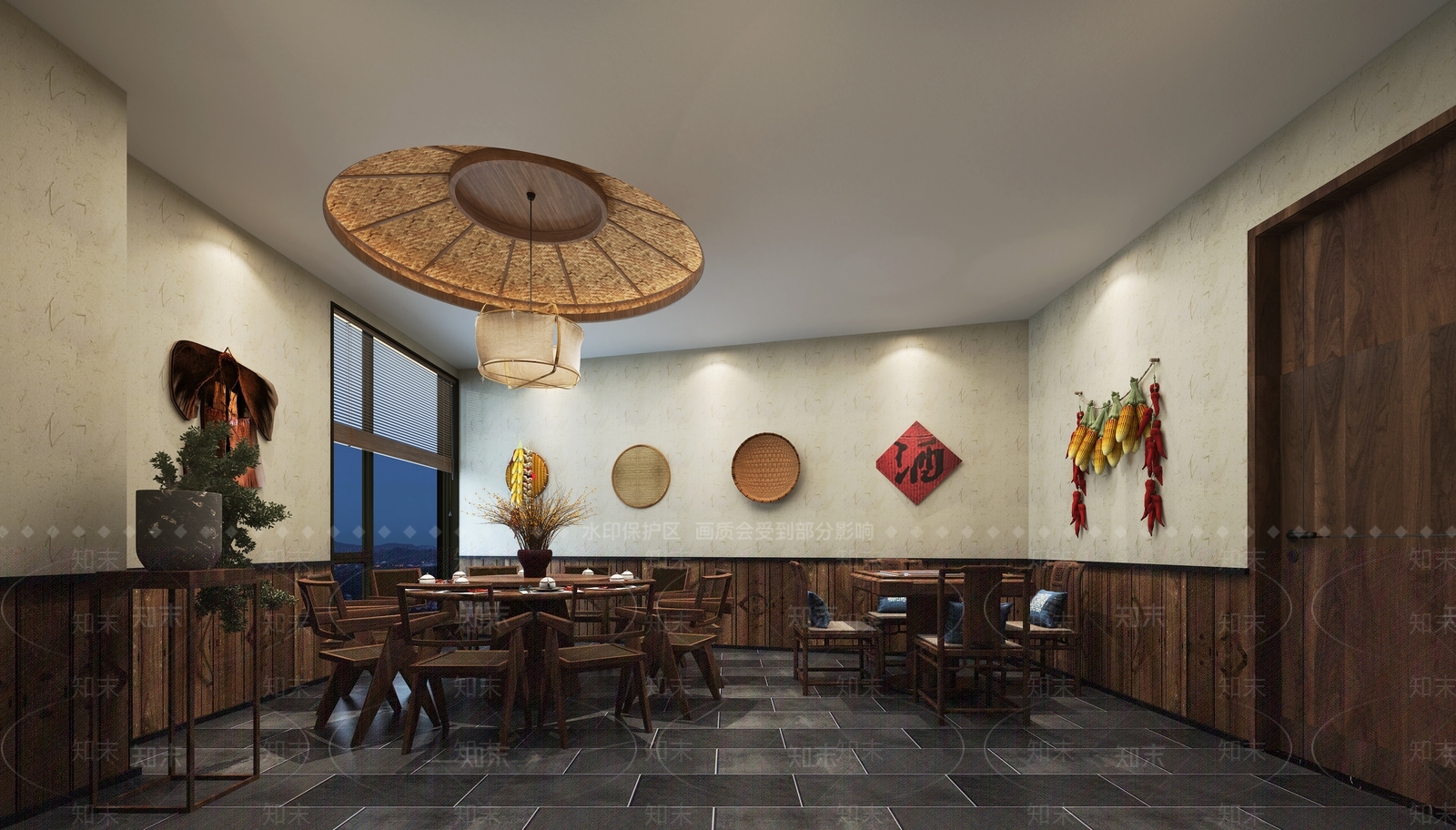 中式农家乐餐厅包厢3D模型下载【ID:1115370951】