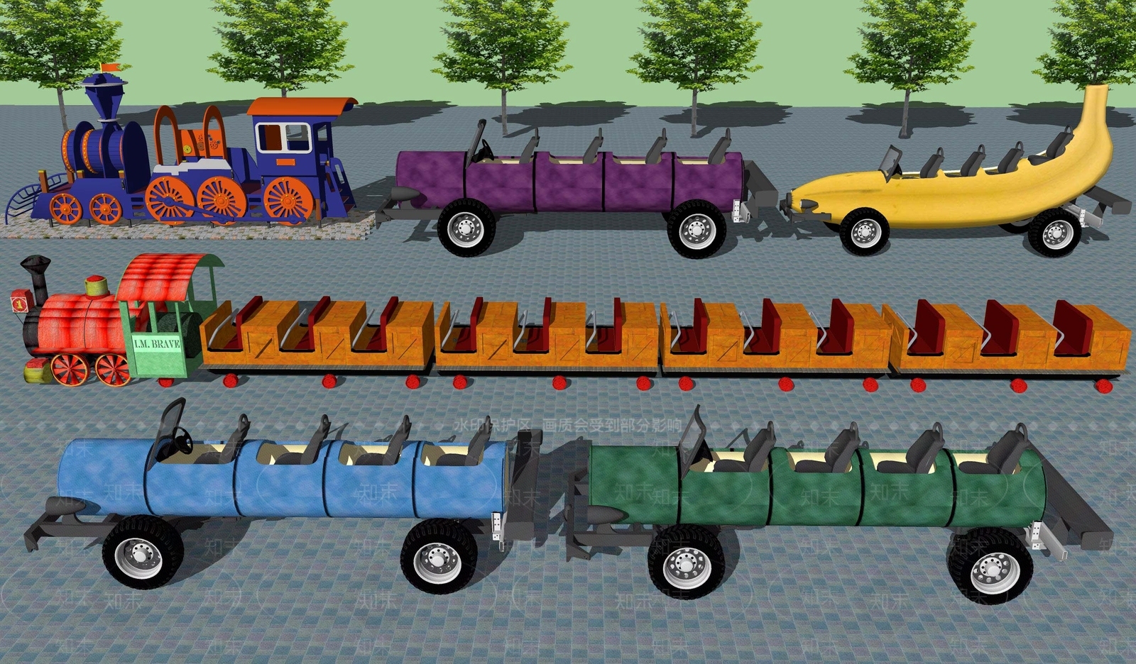 现代儿童游乐小火车SU模型下载【ID:1114726868】