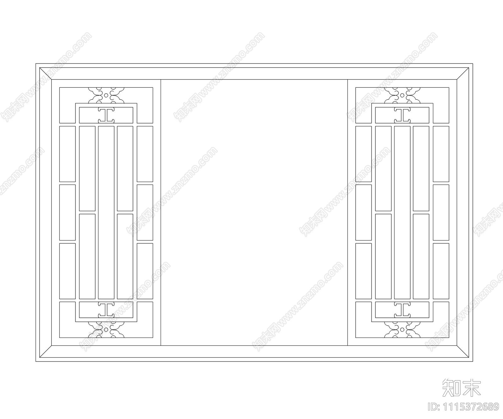 中式雕花窗图块施工图下载【ID:1115372689】