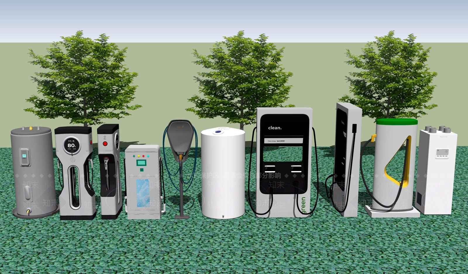 现代新能源汽车充电桩SU模型下载【ID:1114727979】