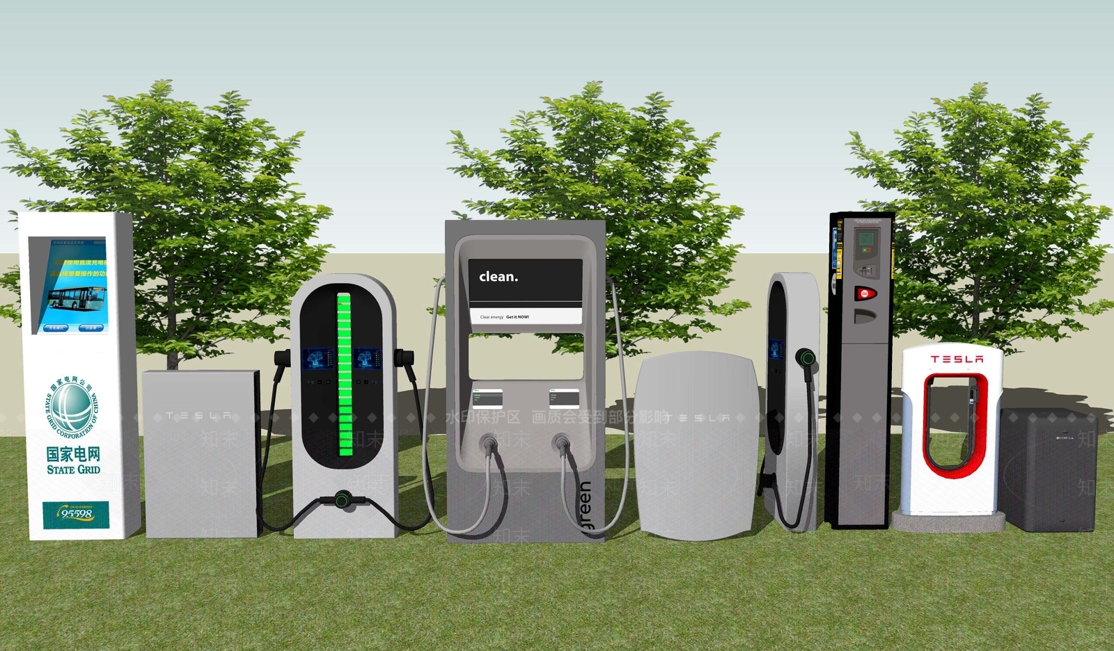现代新能源汽车充电桩SU模型下载【ID:1114728030】