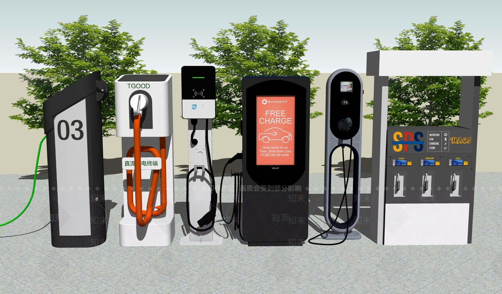 现代新能源汽车充电桩SU模型下载【ID:1114728015】