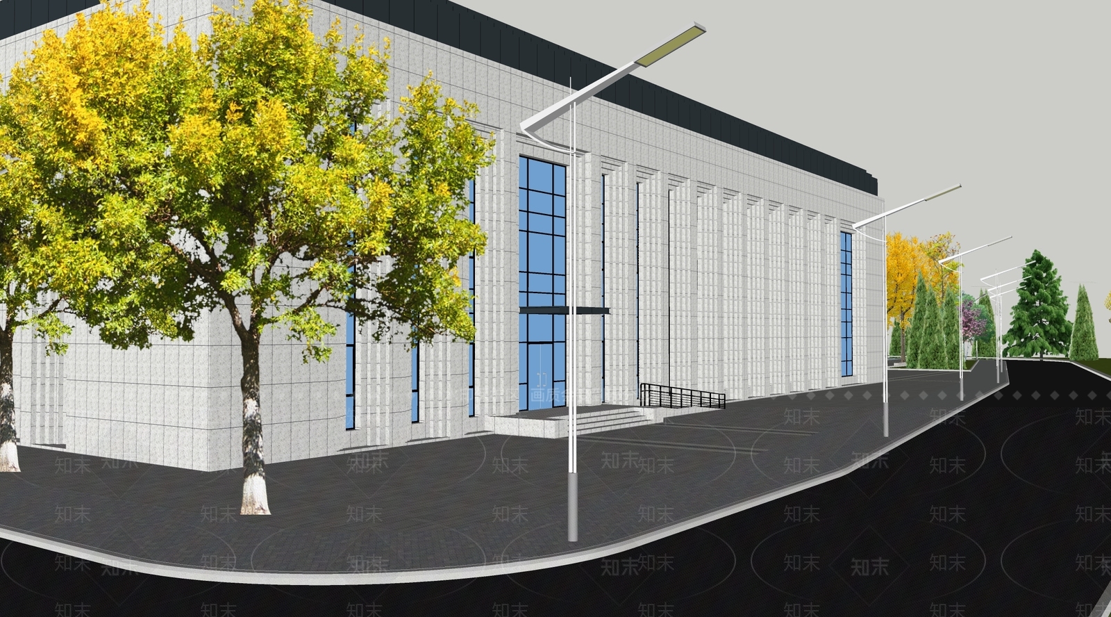 现代报告厅建筑景观SU模型下载【ID:1115372954】