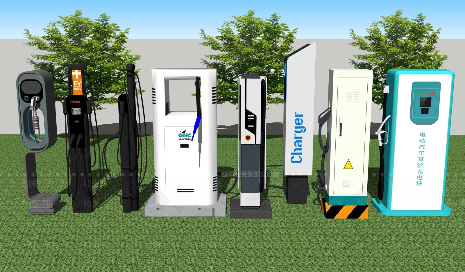 现代新能源汽车充电桩SU模型下载【ID:1114728192】