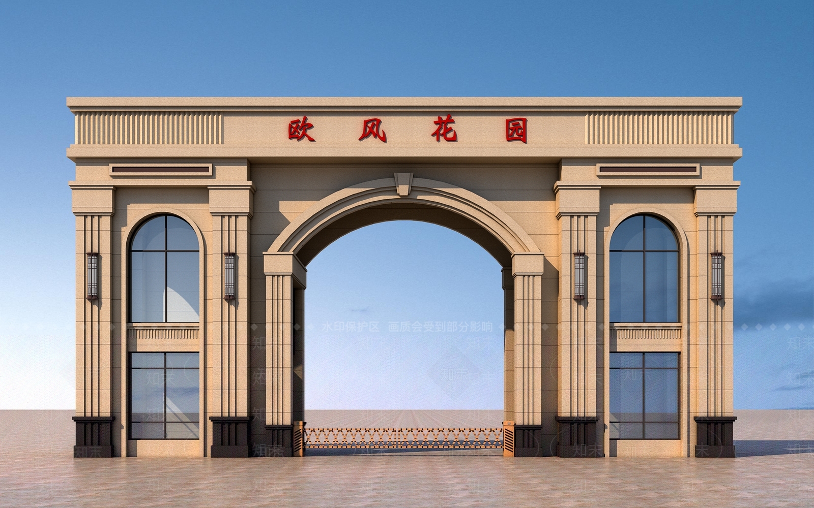 简欧入口大门3D模型下载【ID:1115373052】