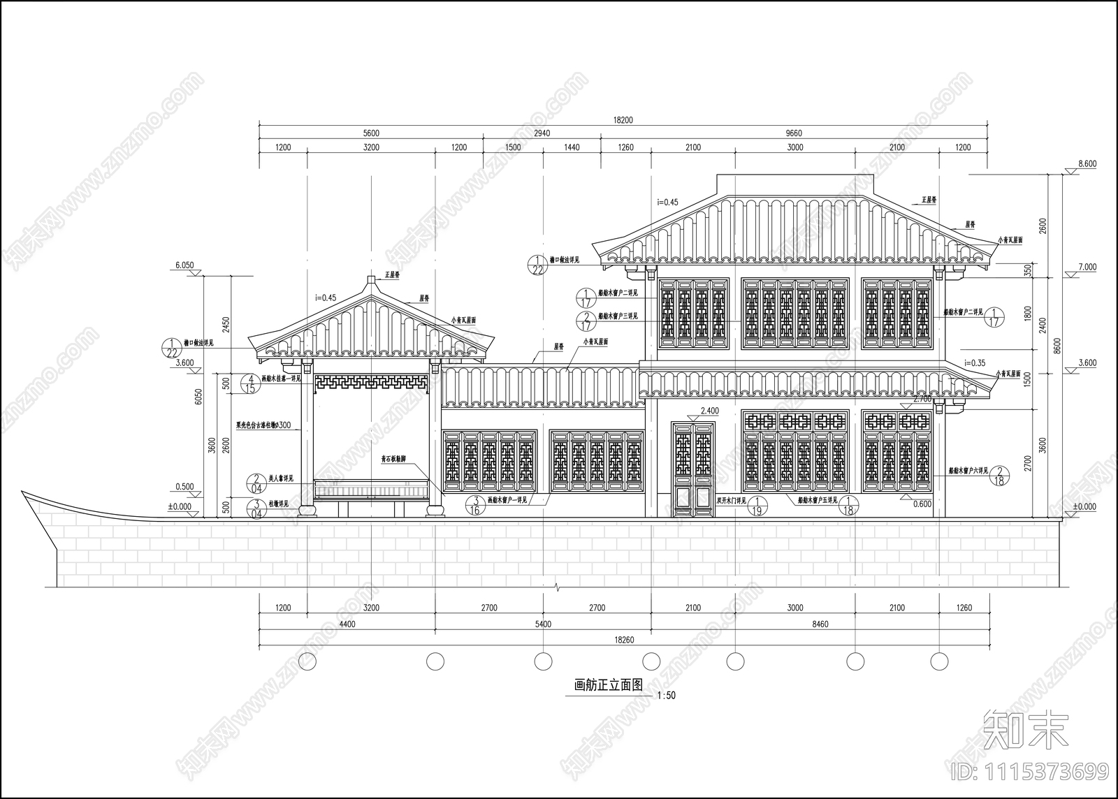 画舫施工图cad施工图下载【ID:1115373699】
