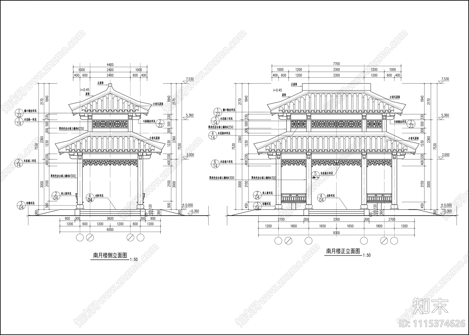 古建楼施工图cad施工图下载【ID:1115374626】