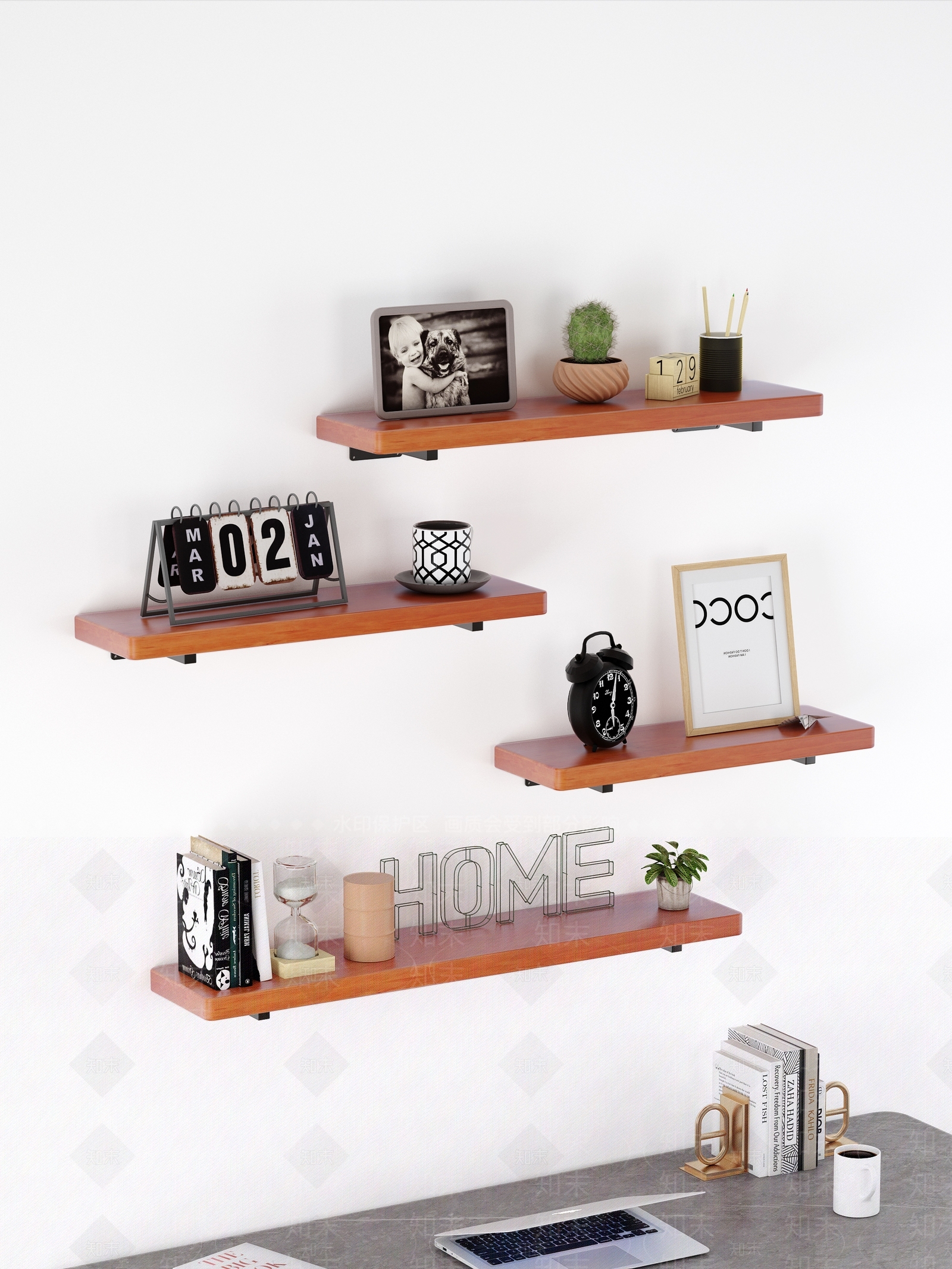 现代墙上置物架3D模型下载【ID:1115376116】