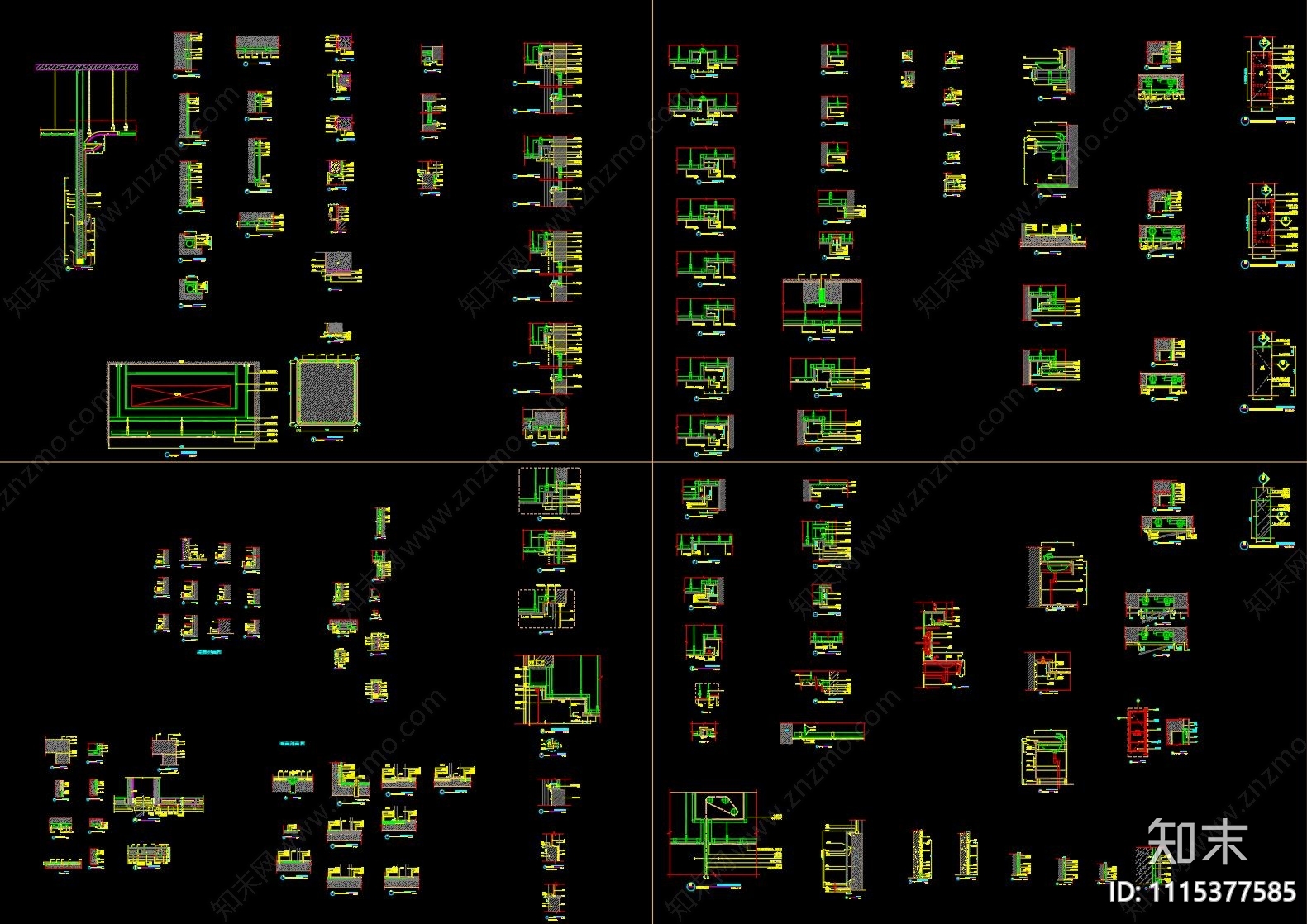 通用地面墙面天花节点施工图cad施工图下载【ID:1115377585】
