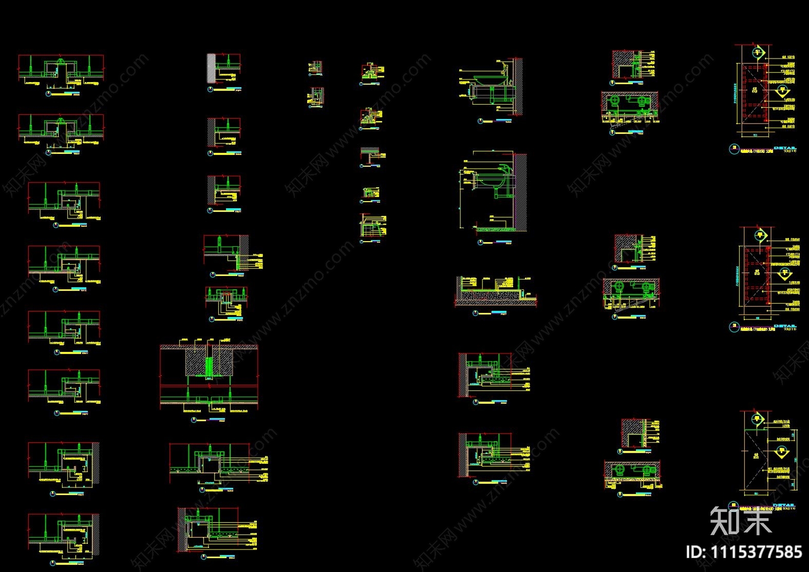 通用地面墙面天花节点施工图cad施工图下载【ID:1115377585】