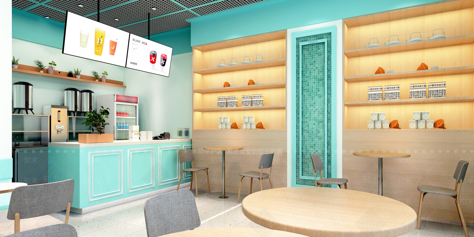 北欧小清新奶茶店3D模型下载【ID:1115382445】