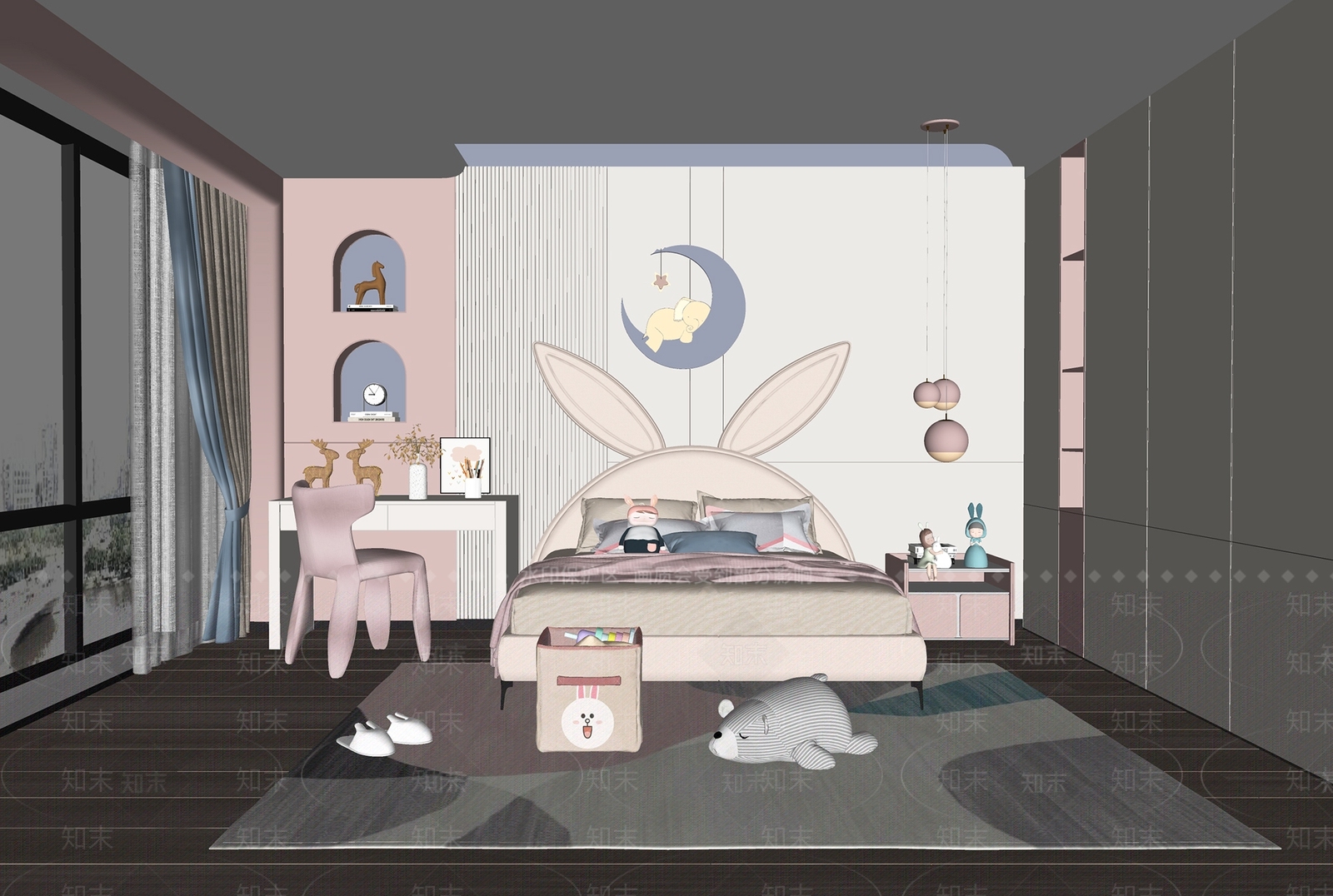 现代儿童房SU模型下载【ID:1115384270】