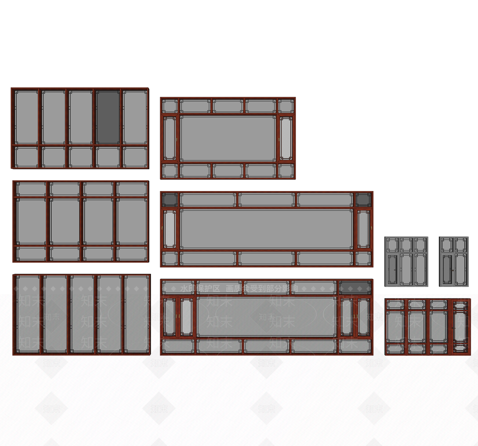 中式门窗SU模型下载【ID:1115398408】