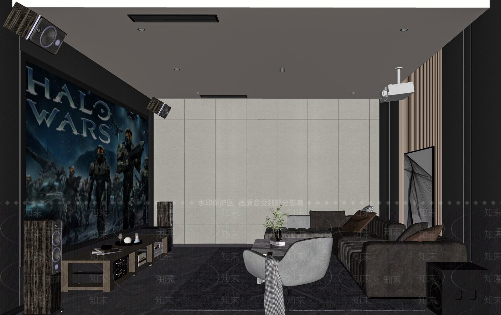 现代影音室SU模型下载【ID:1115412598】