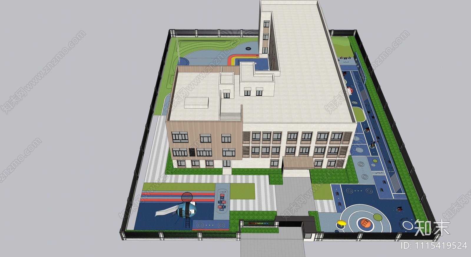 现代幼儿园景观SU模型下载【ID:1115419524】