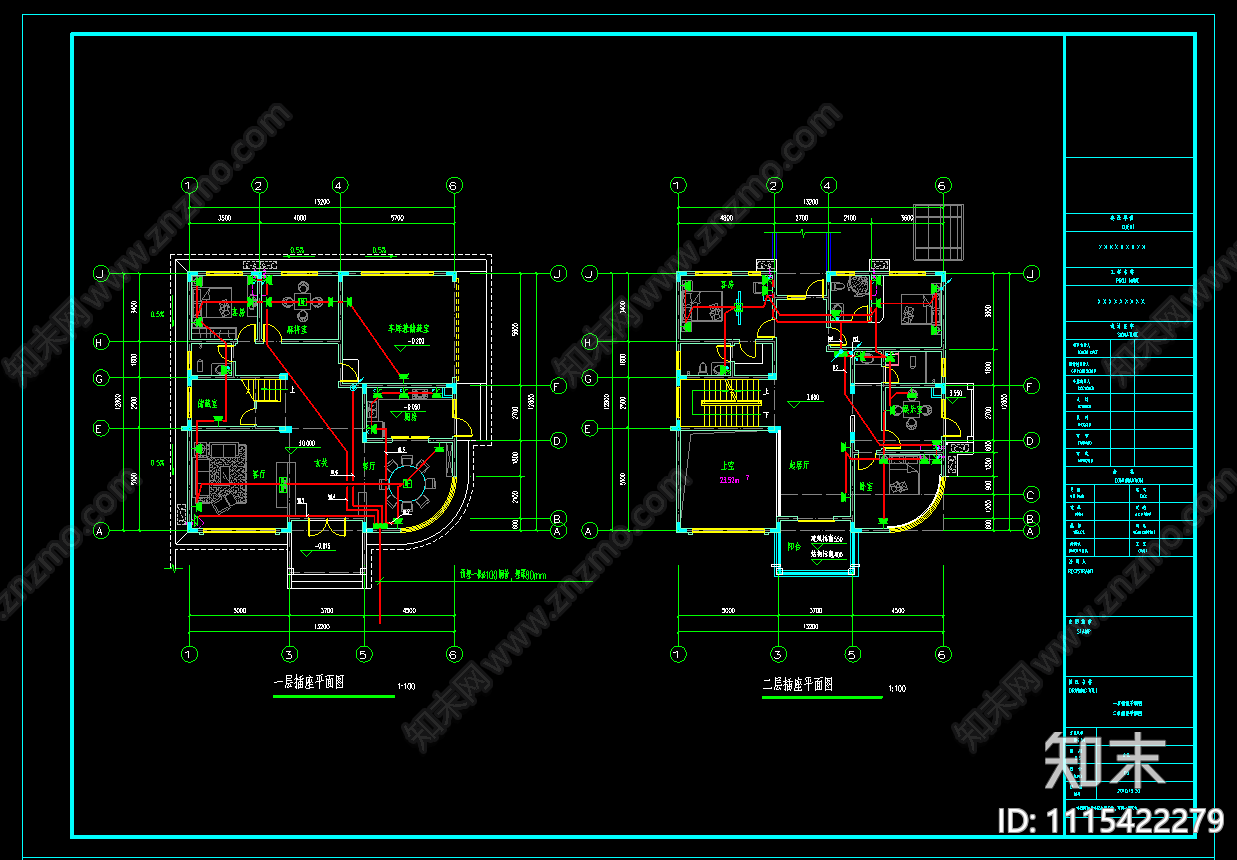 别墅建筑结构电气给排水图施工图cad施工图下载【ID:1115422279】