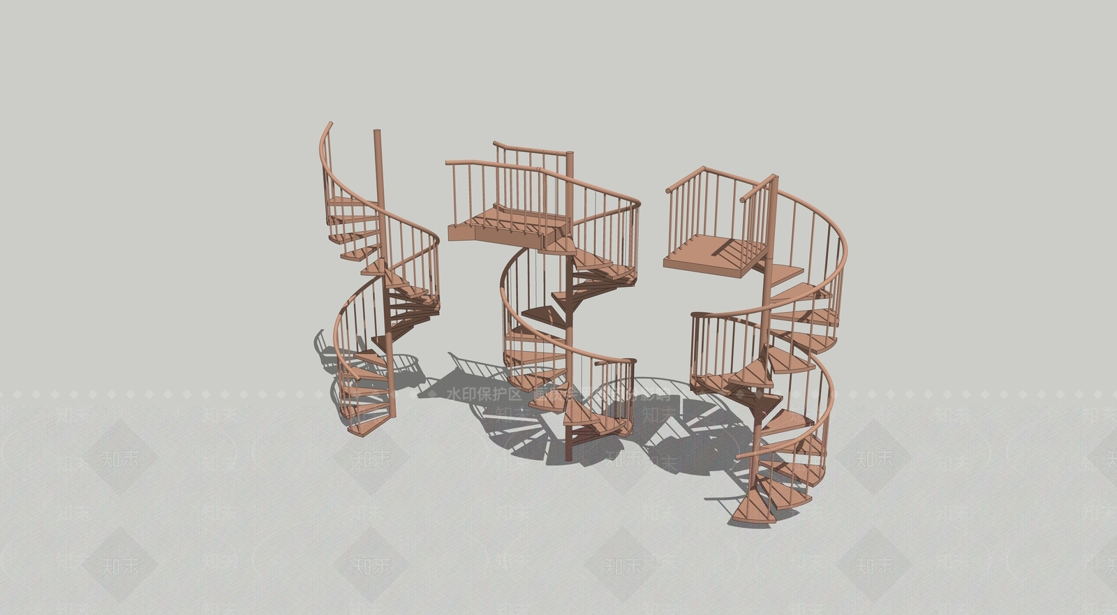 现代旋转楼梯SU模型下载【ID:1115428882】